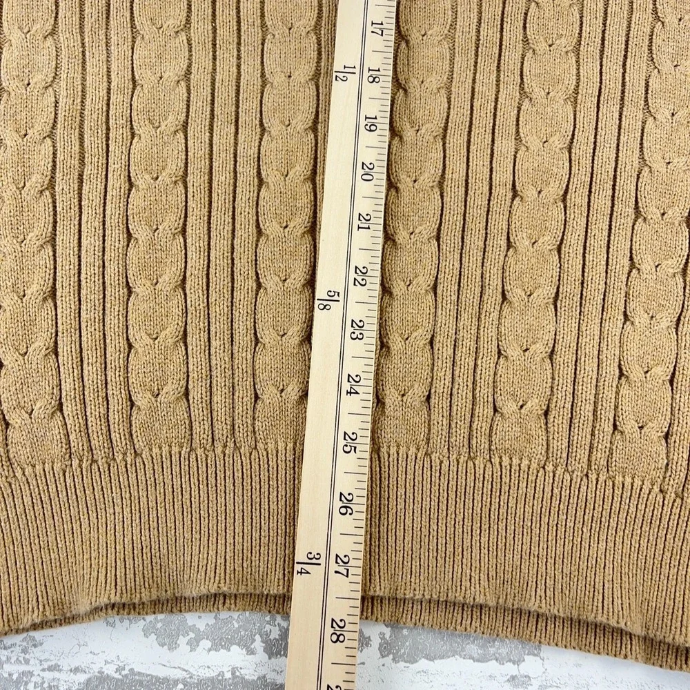 Eddie Bauer Sweater Men Large Tall Brown Heavy Cable Knit Pullover Textured - Picture 9 of 12